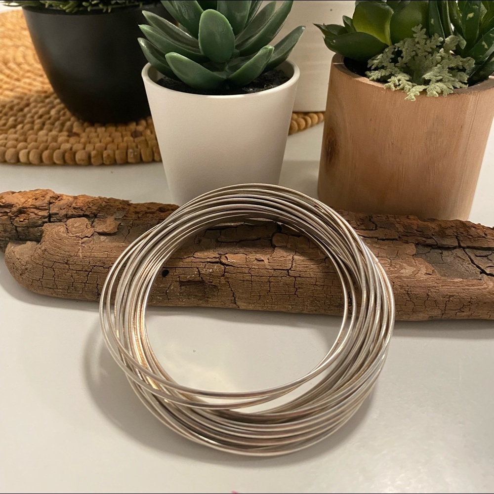 Silpada Multi-Stack Silver-Tone Bangle Bracelet Set